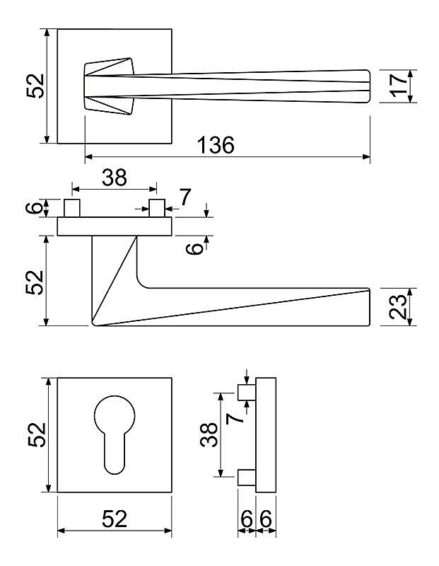 RK.C36.CUBISMO rozetové kování černé