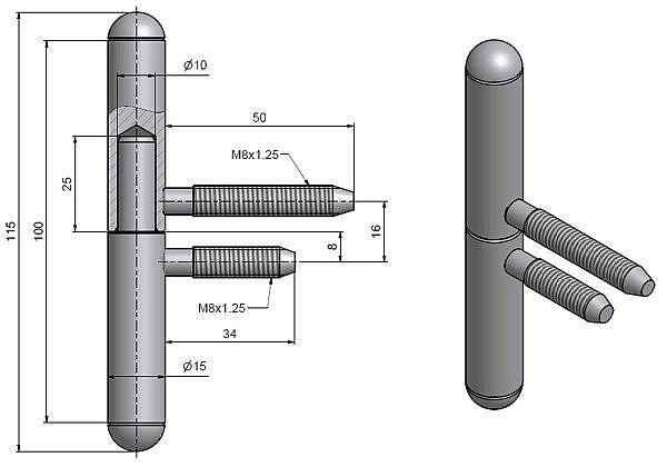 Závěs dveřní 15x100 UR25 9091