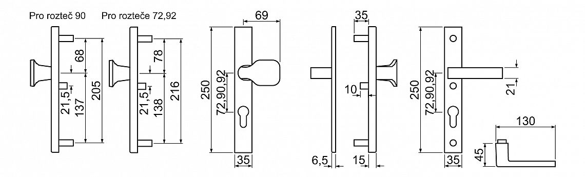 R.104.PZ.F1.TB3 bezpečnostní kování klika-madlo