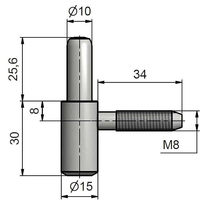 Závěs dveřní spodní díl 60/10 SD M 8  9614