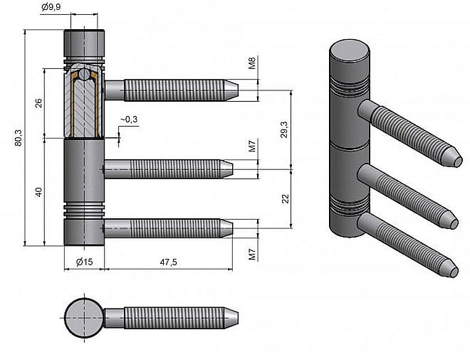 Závěs dveřní SONET III INOX 9109 2000