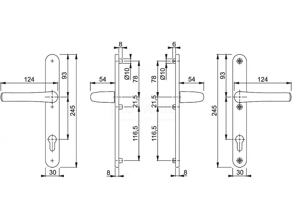 LUXEMBOURG bezpečnostní proiflové kování klika+klika r. 92 mm