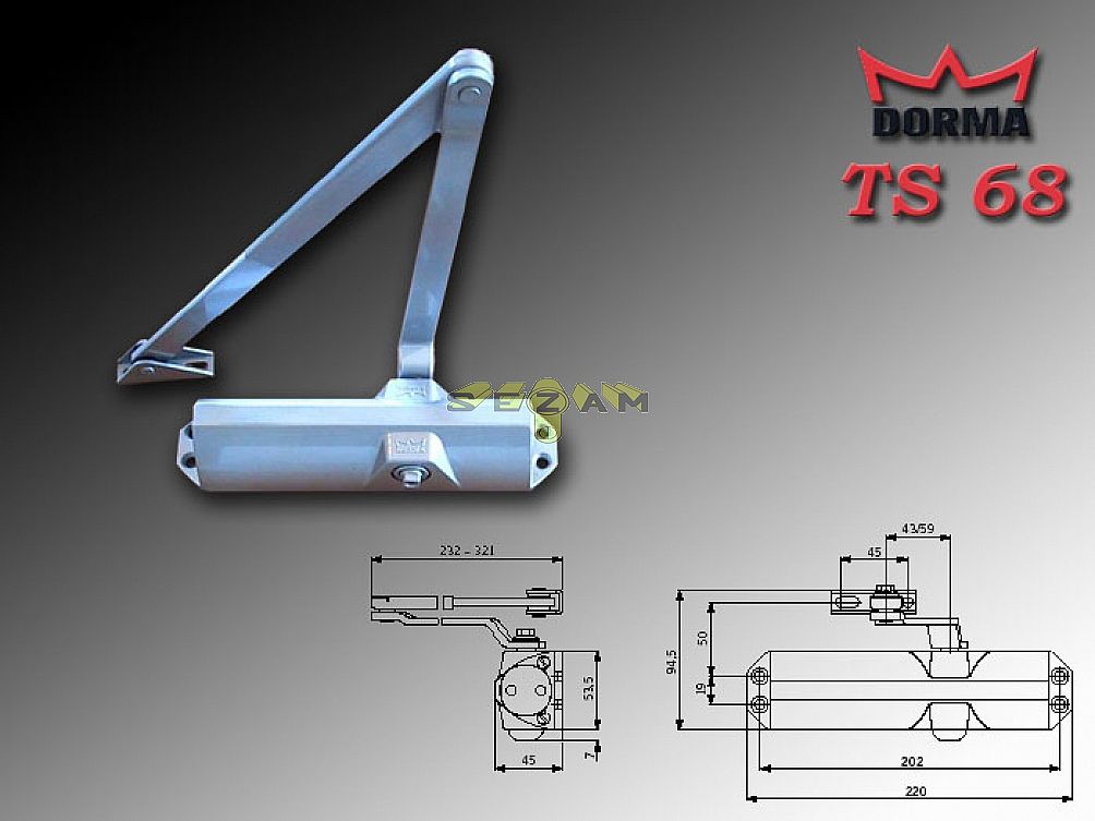 DORMA TS68 dveřní zavírač s aretací