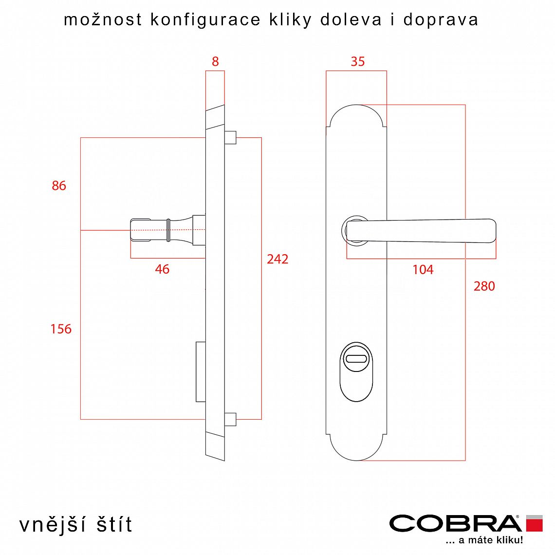 ALT WIEN ochranné kování 92 klika-klika OLV překrytí