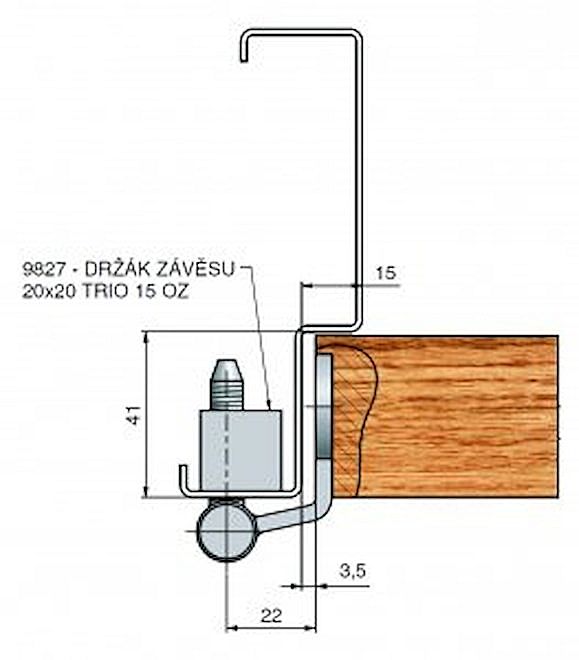 Držák závěsu 20x20 TRIO 15 M10 OZ 9827