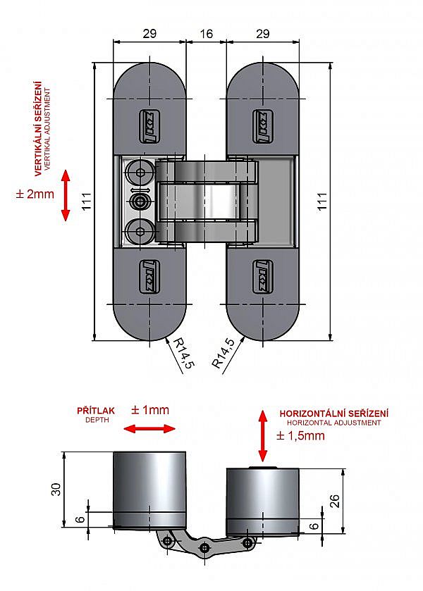 ESPRIT S2 sada 2ks skrytých pantů 3303