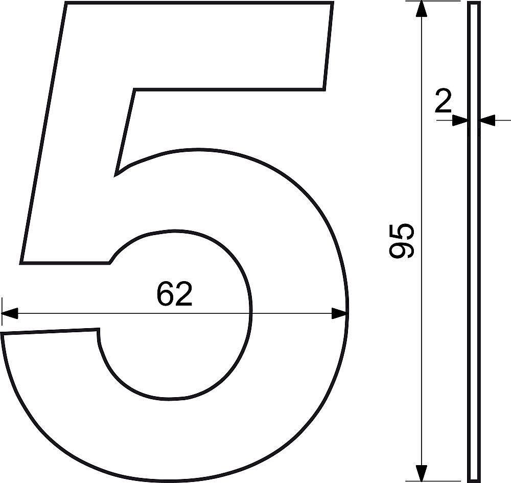 RN.95L.5.N číslice nerez
