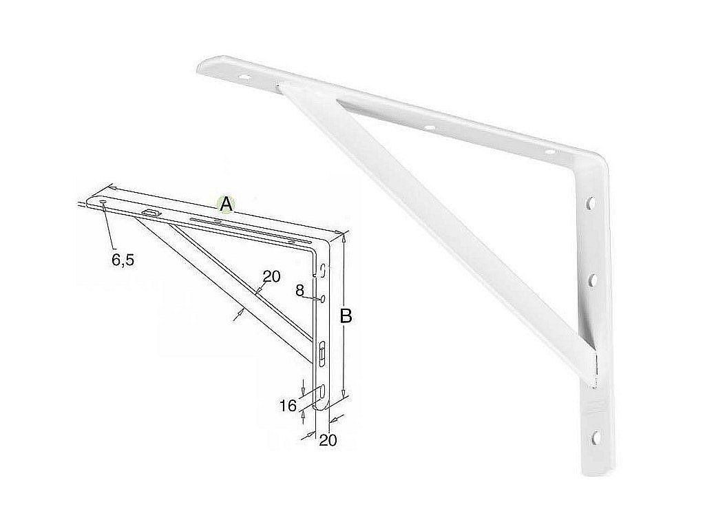 Konzole dílenská 300x195x30mm bílá