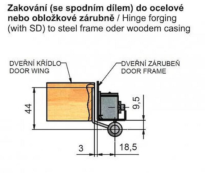 Závěs dveřní vrchní díl 80 VD