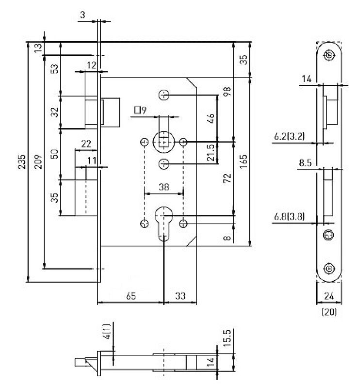 BMH 1000 protipožární zámek 72/D65/20/9