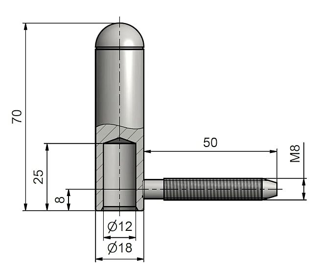 18x120 UR25 VD M8x50 modrý zinek 9140