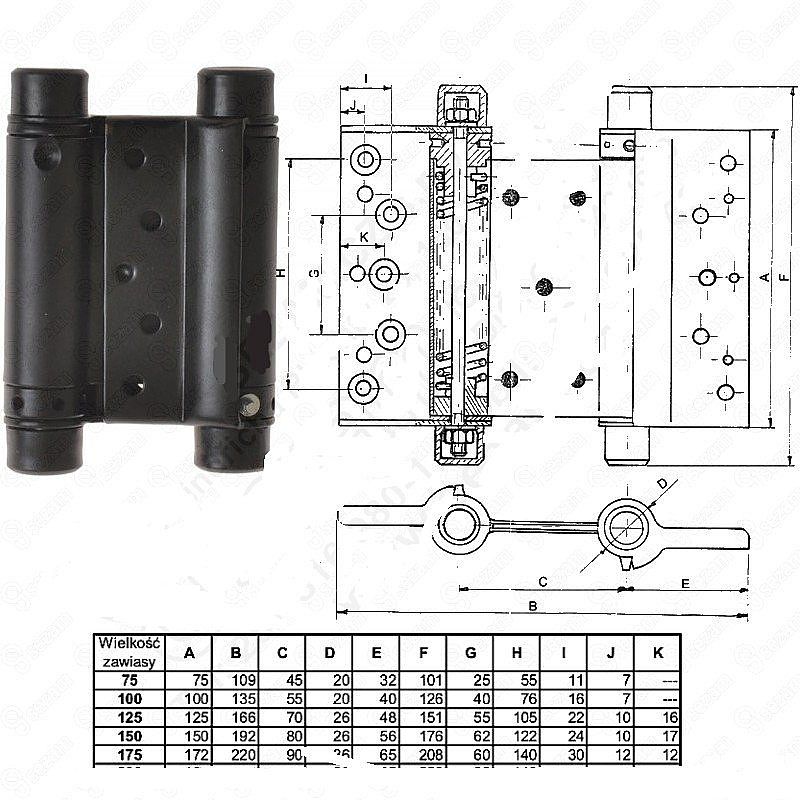 75mm CERNY pružinový závěs 60034