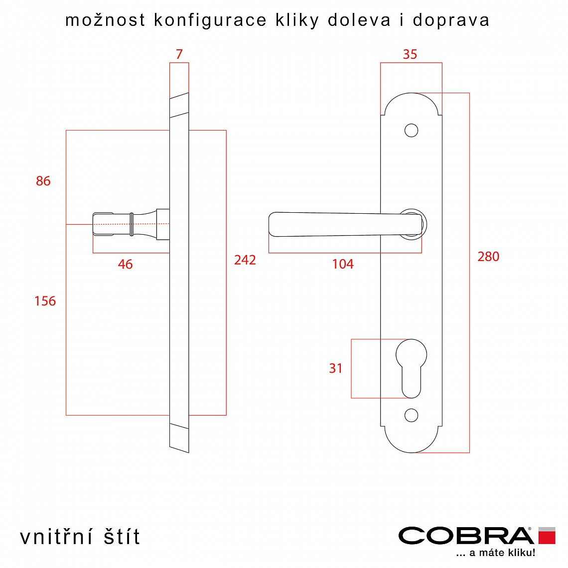 ALT WIEN ochranné kování 90 klika-klika OLV