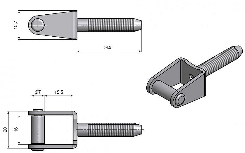 Skoba okenní k zašroubování M8x34,5 6599