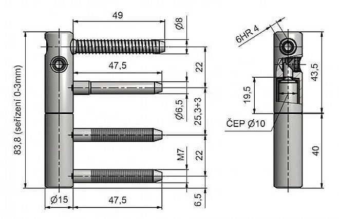 Závěs dveřní EXPERT 15 22/M7 9664 0510 žlutý zinek