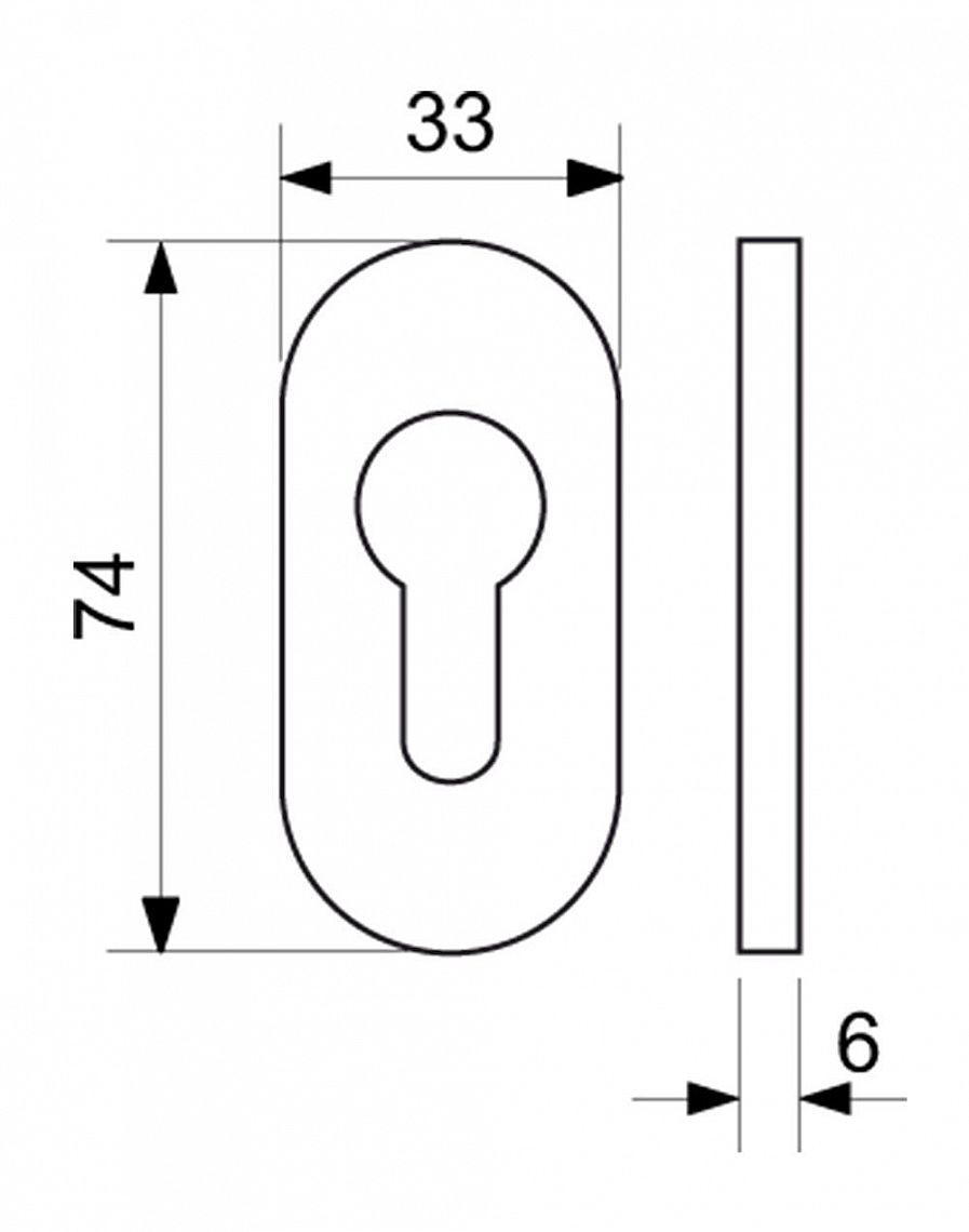 SR.4100.PZ 14mm rozeta nerez ovál prof.dv