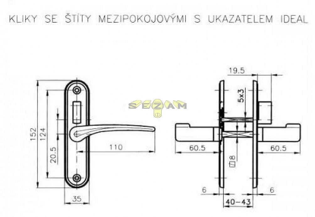 IDEAL klika-klika chrom mezipokojová S UKAZATELEM