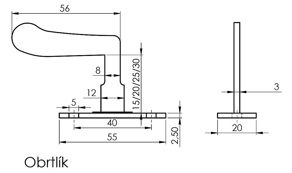 Obrtlík bronz 25mm