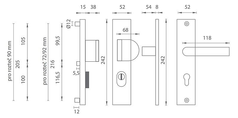 ATLAS PLUS štítové kování klika-madlo F6