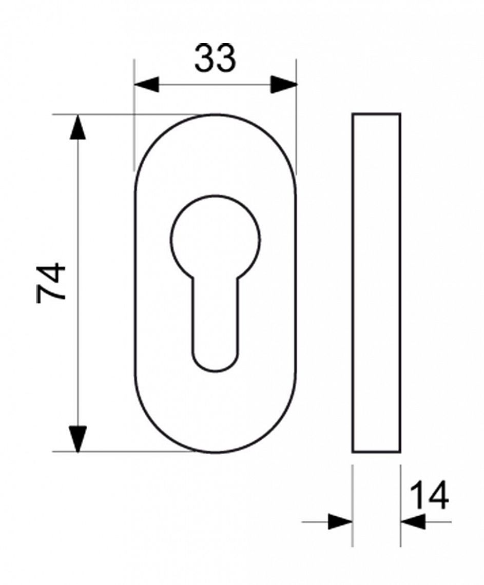 SR.4100.PZ 14mm rozeta nerez ovál prof.dv