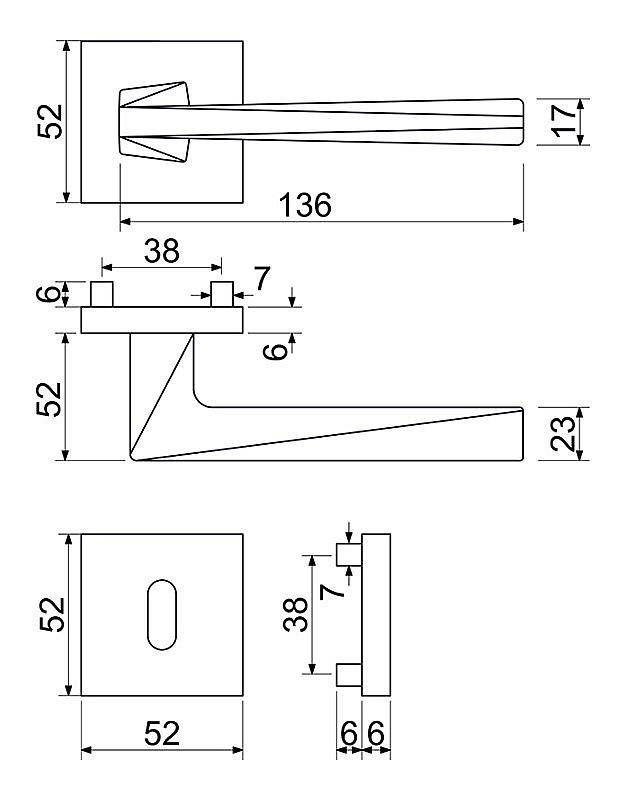 RK.C36.CUBISMO rozetové kování matný nikl