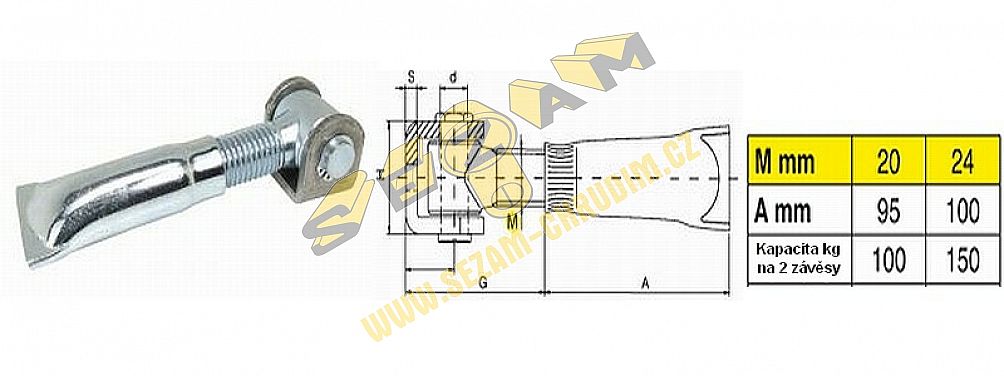 Žávěs seřizovací se závitovou vložkou M20