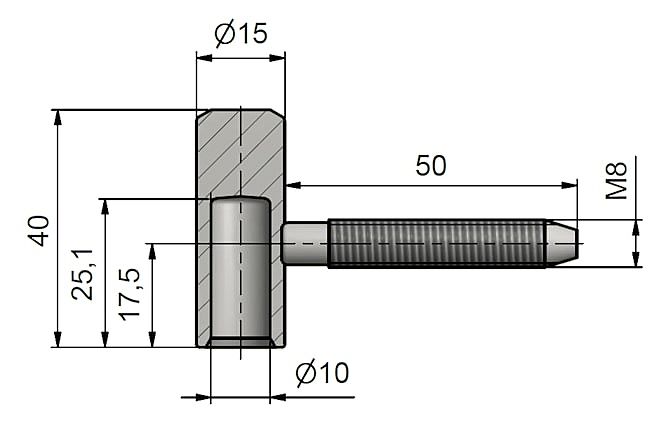 Závěs dveřní vrchní díl 80/10 HD M8 9618