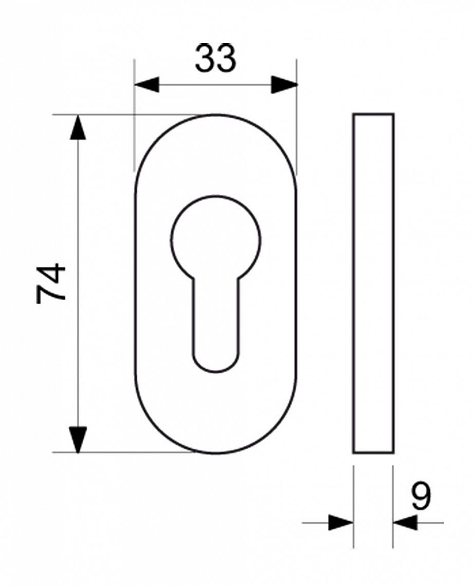 SR.4100.PZ 14mm rozeta nerez ovál prof.dv