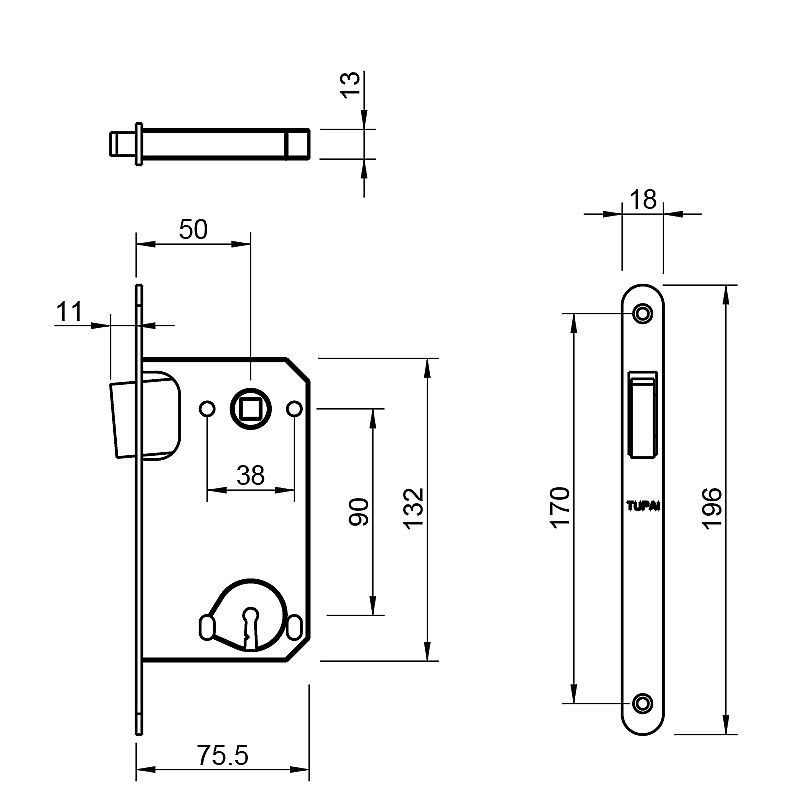 TI - MAGNETICKÝ ZÁMEK 3597 BB 90 OLV - mosaz lesk