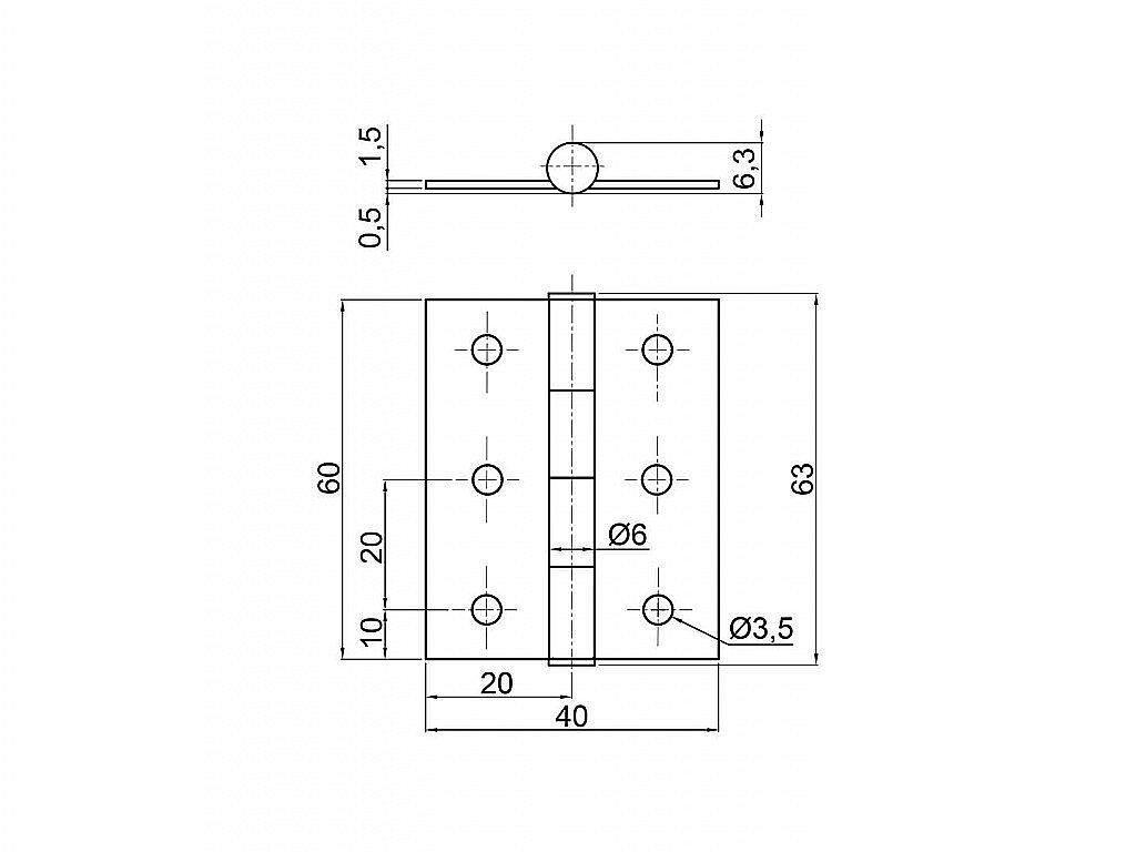 Závěs KZ 60x40 mm, černý matný