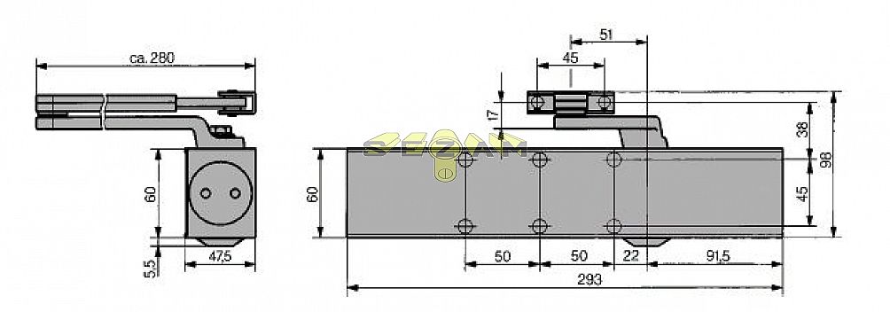 DORMA TS83 HNĚDÁ (EN2-6) 110kg 140cm zavírač s ramenem