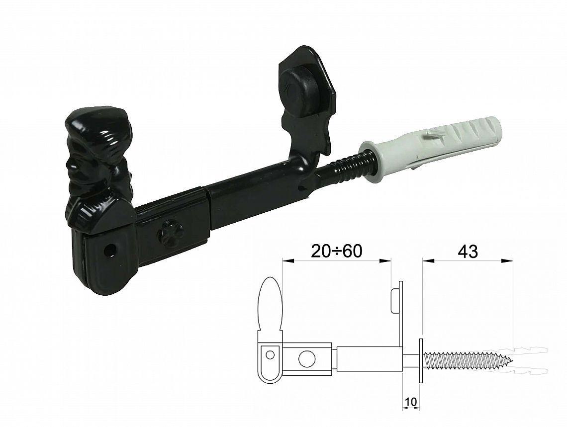 Aretace okenic černá lak stavitelná 25-60 mm 635N