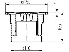 Podlahová vpusť spodní - PVS DN 110