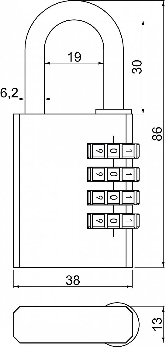 RV.1203 Kódový visací zámek