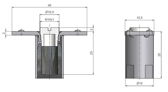 Vložka závěsu M10x1 10,3 OZ brad. 9801