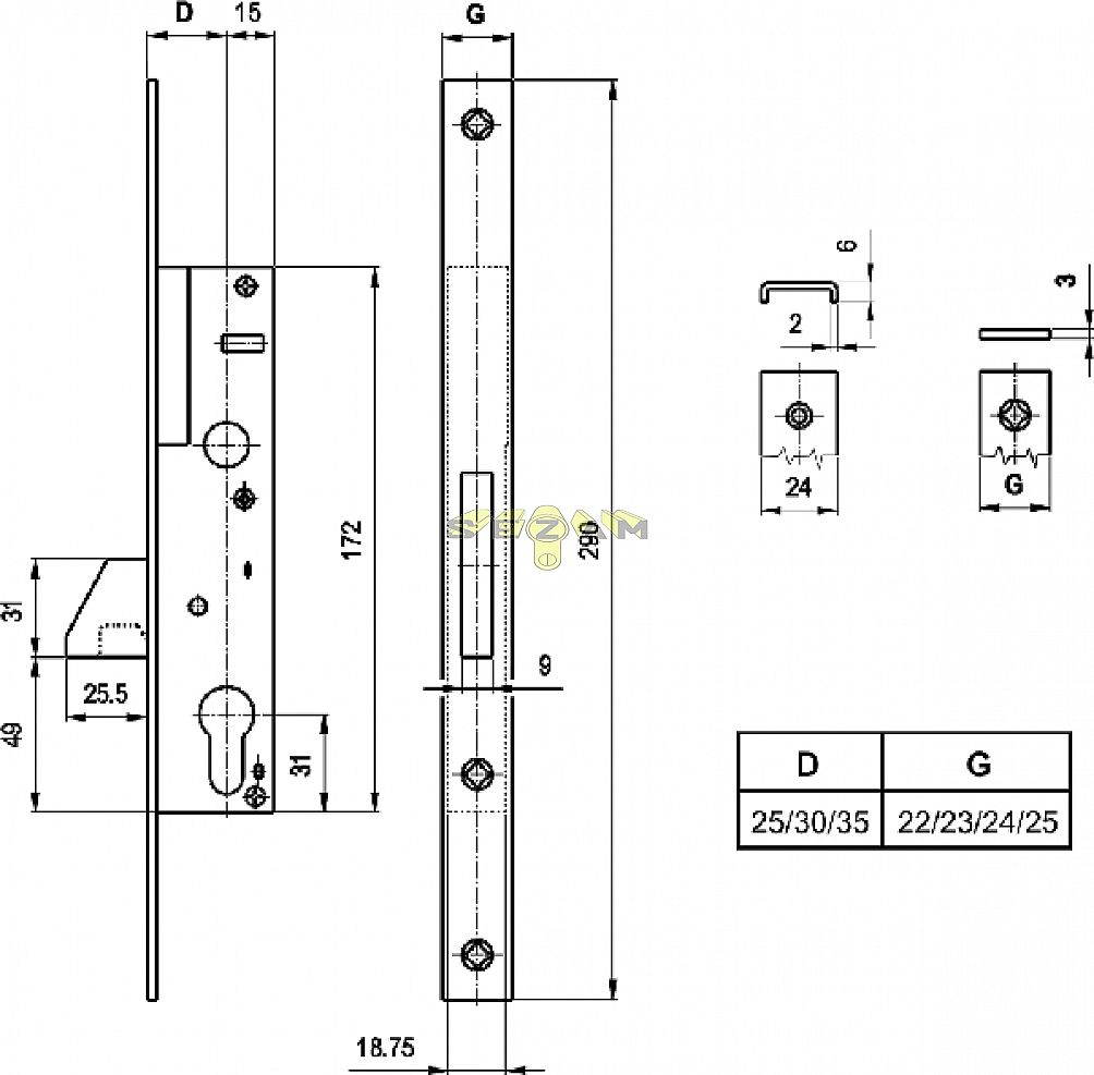 VEKTOR P 25/24C 40mm s hákem přídavný zámek