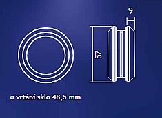 244 mušle nerez 57x8mm pro skleněné dveře síla dveří 8-10mm