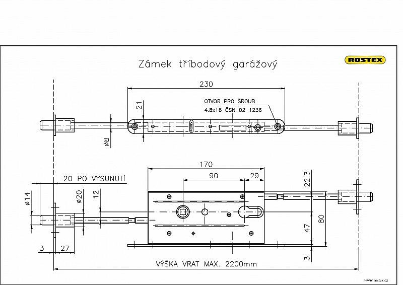 Zámek tříbodový garážový