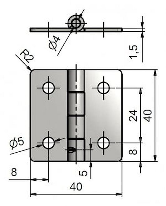 KZ 40x40 NEREZ dveřní závěs 8266