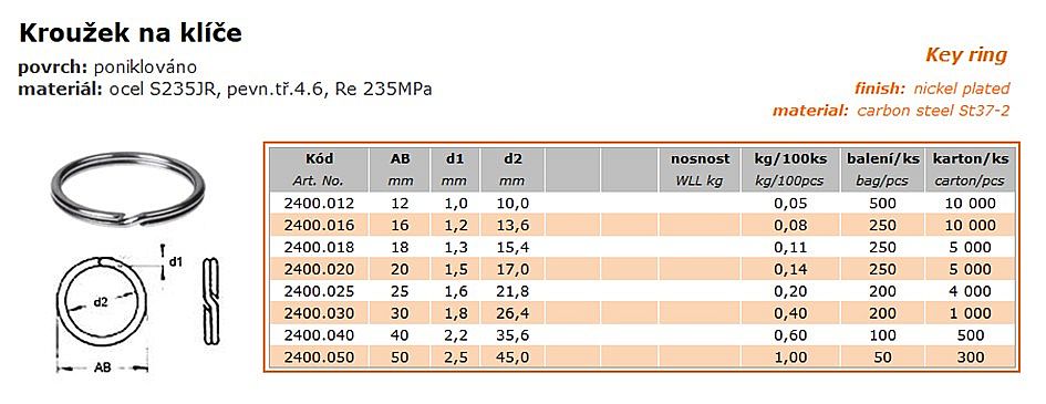 Klíčový kroužek 2400