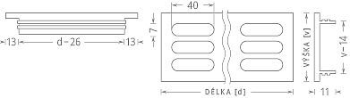 Větrací mřížka výška 150mm F4 bronz elox