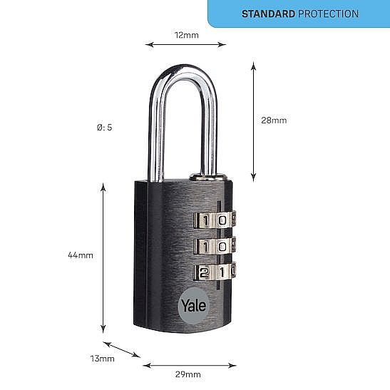 YALE YE3CB/28/126/1/BK visací zámek kódový černý