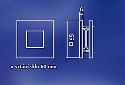 246 mušle nerez 65x65mm pro skleněné dveře síla dveří