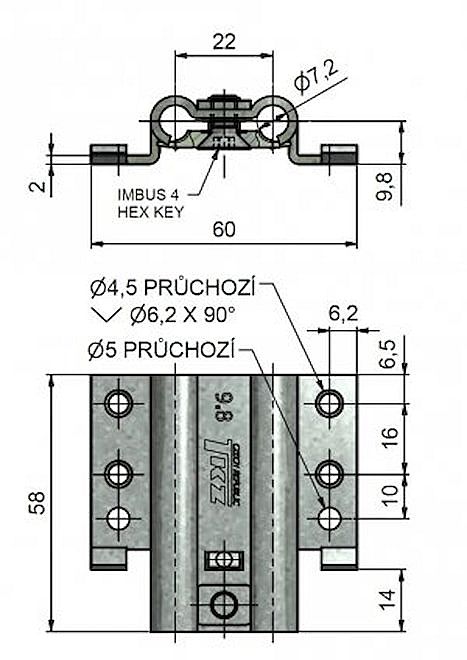 Vložka závěsu 22/7-9.8 DZ zinek 9822