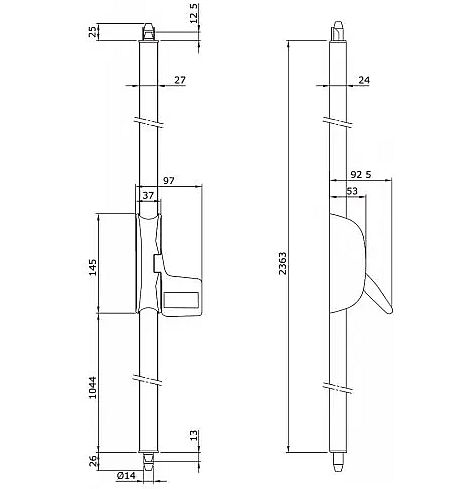 IDEA BOLT 2bod. panikové kování (mechanismus+madlo+rozvorové tyče - trny)