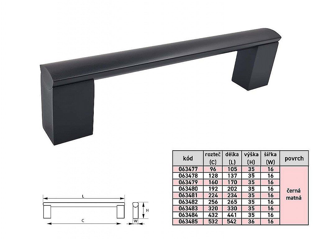 PORTA 160/170 mm CERNA/MAT  063479