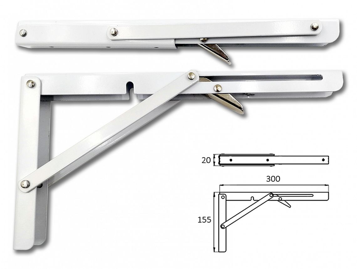 Polohovací konzole sklopná Bílá 300x155x1,5mm