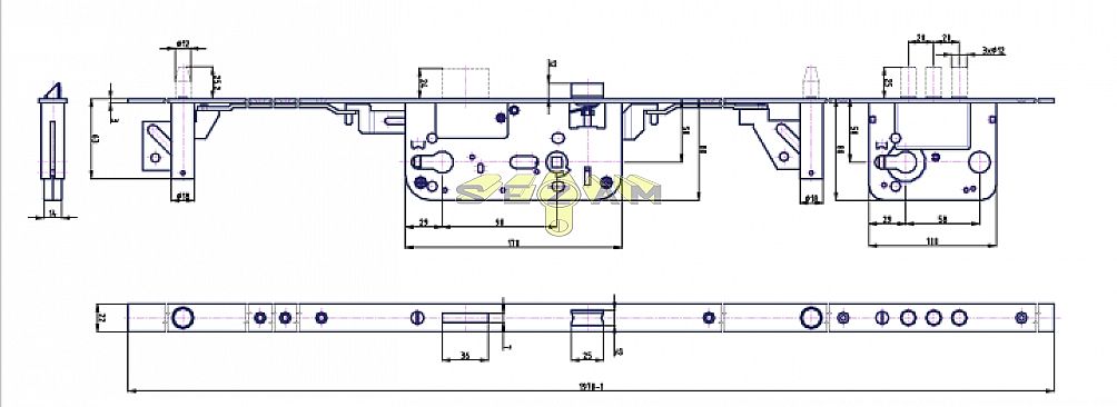 K 125 PL 90/80 D50 VL tříbodový + přídavný bezpečnostní