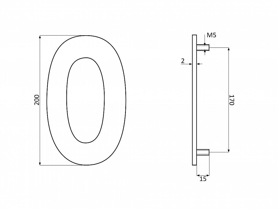 Číslice domovní 200mm NEREZ samolepící