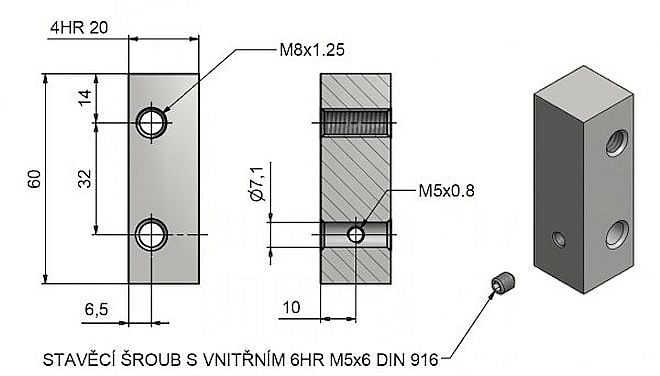 Držák závěsu 20x20 TRIO 15 M10 OZ 9827